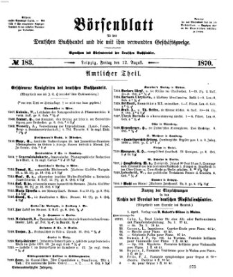 Börsenblatt für den deutschen Buchhandel Freitag 12. August 1870