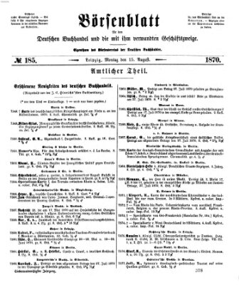 Börsenblatt für den deutschen Buchhandel Montag 15. August 1870