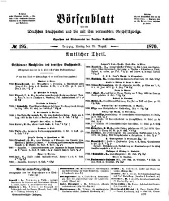 Börsenblatt für den deutschen Buchhandel Freitag 26. August 1870