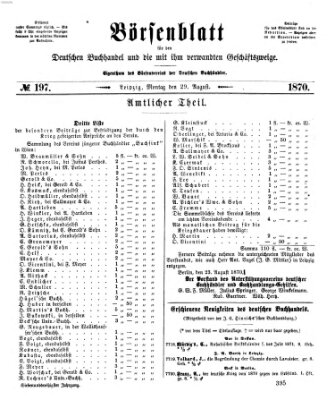 Börsenblatt für den deutschen Buchhandel Montag 29. August 1870