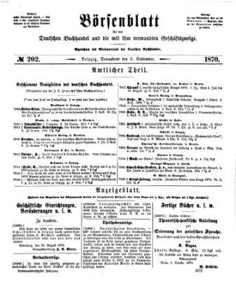 Börsenblatt für den deutschen Buchhandel Samstag 3. September 1870