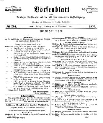 Börsenblatt für den deutschen Buchhandel Dienstag 6. September 1870