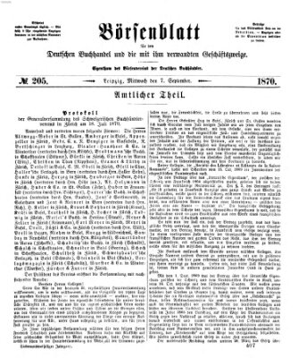 Börsenblatt für den deutschen Buchhandel Mittwoch 7. September 1870