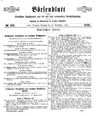 Börsenblatt für den deutschen Buchhandel Dienstag 13. September 1870