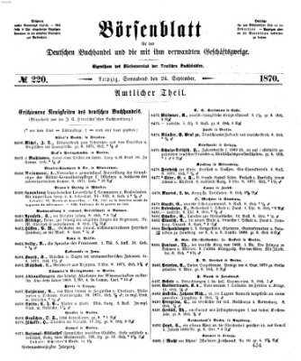 Börsenblatt für den deutschen Buchhandel Samstag 24. September 1870