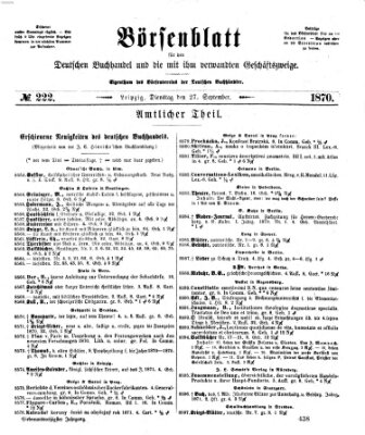 Börsenblatt für den deutschen Buchhandel Dienstag 27. September 1870