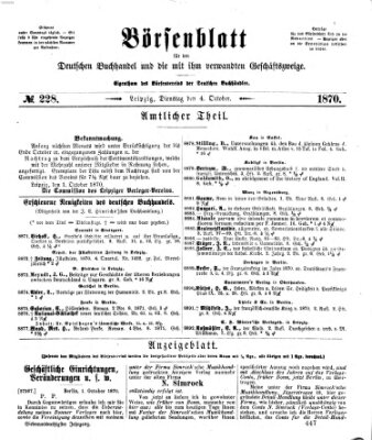 Börsenblatt für den deutschen Buchhandel Dienstag 4. Oktober 1870