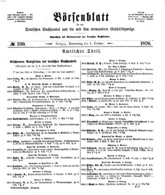 Börsenblatt für den deutschen Buchhandel Donnerstag 6. Oktober 1870