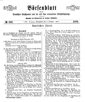 Börsenblatt für den deutschen Buchhandel Samstag 8. Oktober 1870