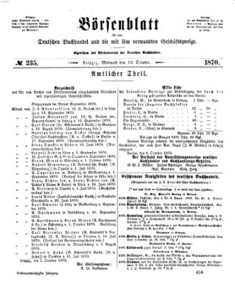 Börsenblatt für den deutschen Buchhandel Mittwoch 12. Oktober 1870