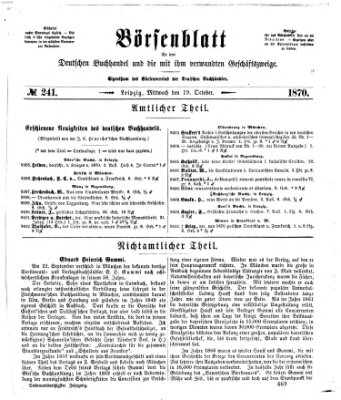 Börsenblatt für den deutschen Buchhandel Mittwoch 19. Oktober 1870