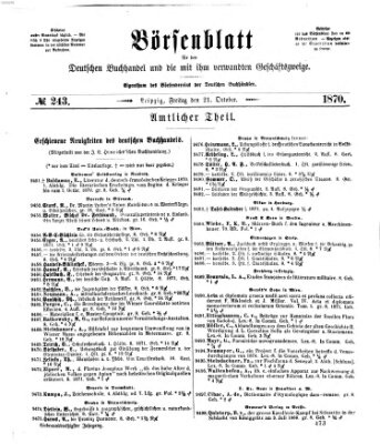 Börsenblatt für den deutschen Buchhandel Freitag 21. Oktober 1870