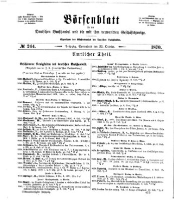 Börsenblatt für den deutschen Buchhandel Samstag 22. Oktober 1870