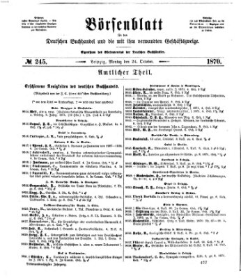 Börsenblatt für den deutschen Buchhandel Montag 24. Oktober 1870