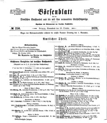 Börsenblatt für den deutschen Buchhandel Samstag 29. Oktober 1870