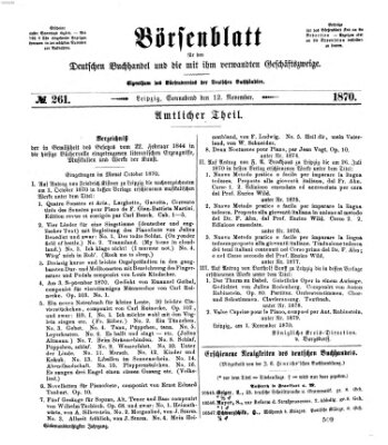 Börsenblatt für den deutschen Buchhandel Samstag 12. November 1870