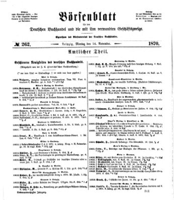 Börsenblatt für den deutschen Buchhandel Montag 14. November 1870