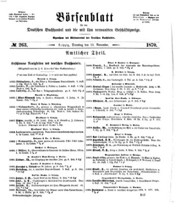 Börsenblatt für den deutschen Buchhandel Dienstag 15. November 1870