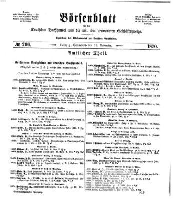 Börsenblatt für den deutschen Buchhandel Samstag 19. November 1870