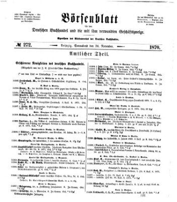 Börsenblatt für den deutschen Buchhandel Samstag 26. November 1870