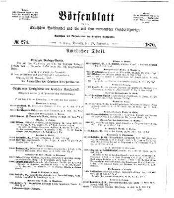 Börsenblatt für den deutschen Buchhandel Dienstag 29. November 1870