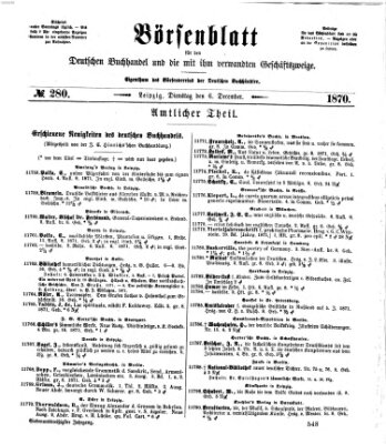 Börsenblatt für den deutschen Buchhandel Dienstag 6. Dezember 1870