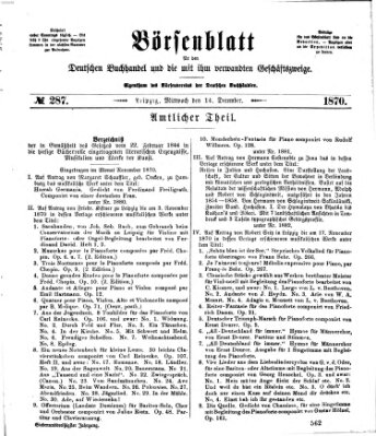 Börsenblatt für den deutschen Buchhandel Mittwoch 14. Dezember 1870