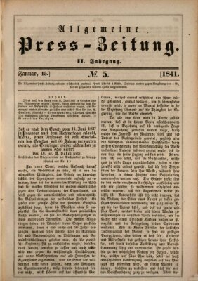 Allgemeine Preß-Zeitung Freitag 15. Januar 1841