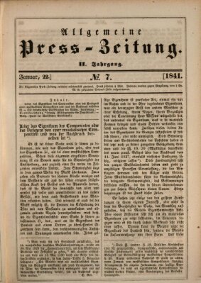 Allgemeine Preß-Zeitung Freitag 22. Januar 1841