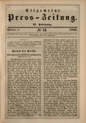 Allgemeine Preß-Zeitung Dienstag 9. Februar 1841