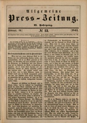 Allgemeine Preß-Zeitung Freitag 12. Februar 1841