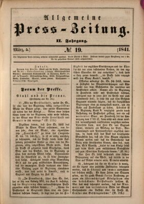 Allgemeine Preß-Zeitung Freitag 5. März 1841