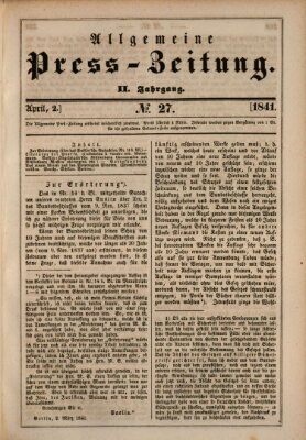 Allgemeine Preß-Zeitung Freitag 2. April 1841