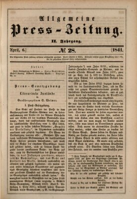 Allgemeine Preß-Zeitung Dienstag 6. April 1841