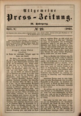 Allgemeine Preß-Zeitung Freitag 9. April 1841