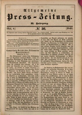 Allgemeine Preß-Zeitung Dienstag 4. Mai 1841