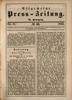 Allgemeine Preß-Zeitung Freitag 28. Mai 1841