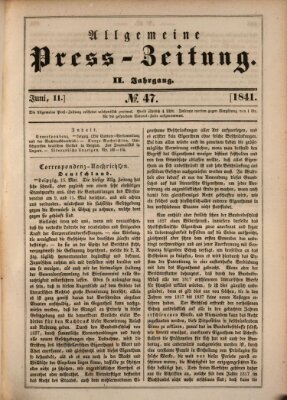 Allgemeine Preß-Zeitung Freitag 11. Juni 1841