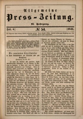 Allgemeine Preß-Zeitung Dienstag 6. Juli 1841