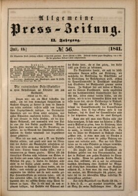 Allgemeine Preß-Zeitung Dienstag 13. Juli 1841