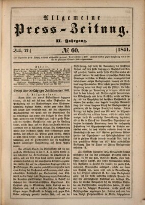 Allgemeine Preß-Zeitung Dienstag 27. Juli 1841