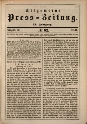 Allgemeine Preß-Zeitung Dienstag 3. August 1841