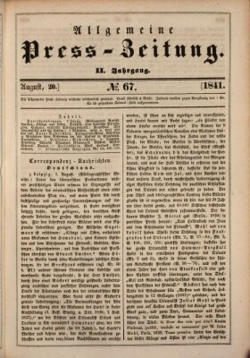 Allgemeine Preß-Zeitung Freitag 20. August 1841