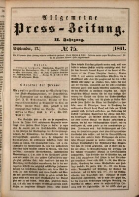 Allgemeine Preß-Zeitung Freitag 17. September 1841