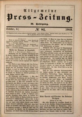 Allgemeine Preß-Zeitung Freitag 8. Oktober 1841