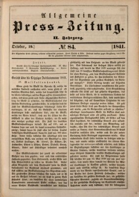 Allgemeine Preß-Zeitung Dienstag 19. Oktober 1841