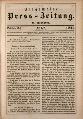 Allgemeine Preß-Zeitung Freitag 29. Oktober 1841