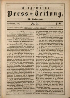 Allgemeine Preß-Zeitung Freitag 12. November 1841