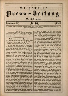 Allgemeine Preß-Zeitung Freitag 26. November 1841