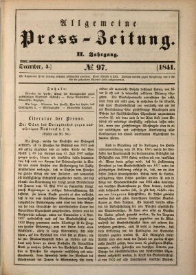 Allgemeine Preß-Zeitung Freitag 3. Dezember 1841